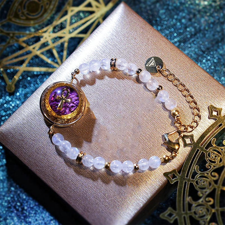 Bracelet en perles de pierre de lune et labradorite naturelle Olivenorma