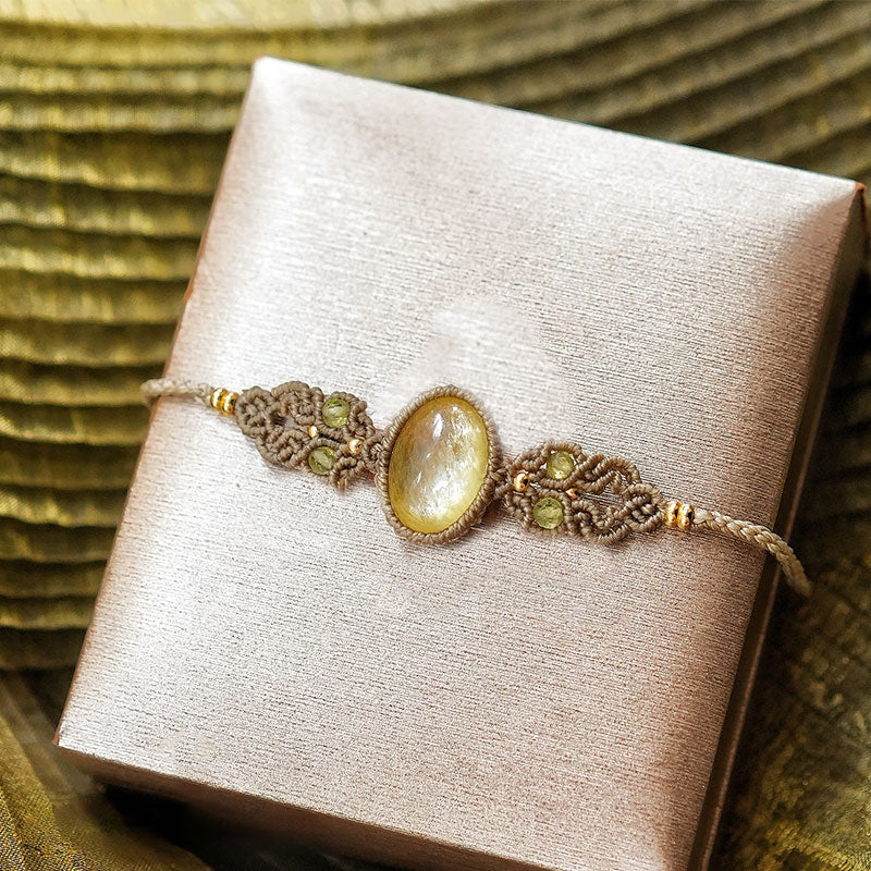 Bracelet tissé à la main en aigue-marine, lépidolite et charoïte naturelle Olivenorma
