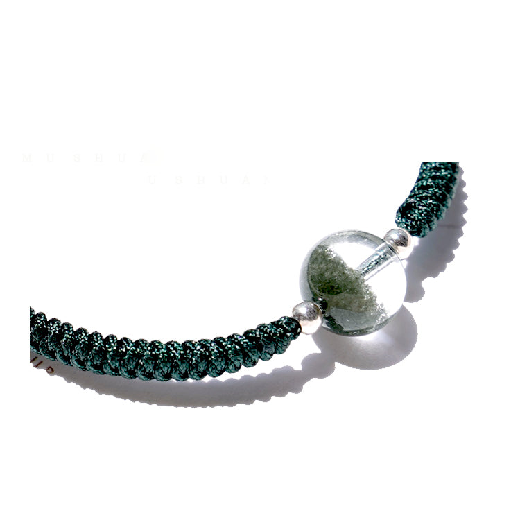 Bracelet tressé avec pendentif en perles de quartz fantôme vert Olivenorma de 8 à 14 mm