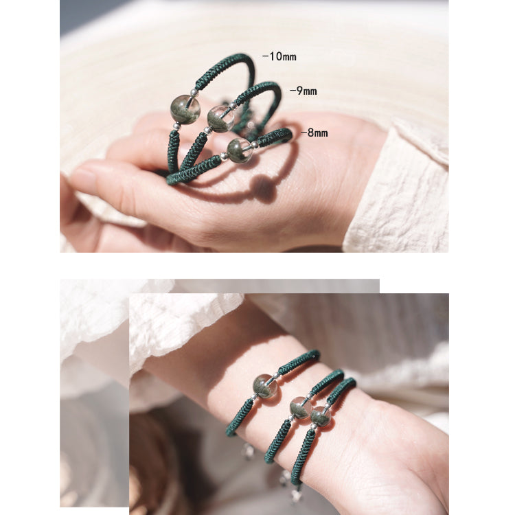Bracelet tressé avec pendentif en perles de quartz fantôme vert Olivenorma de 8 à 14 mm
