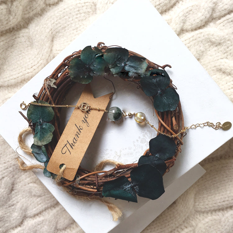 Bracelet tressé avec pendentif en perles de quartz fantôme vert Olivenorma de 8 à 14 mm