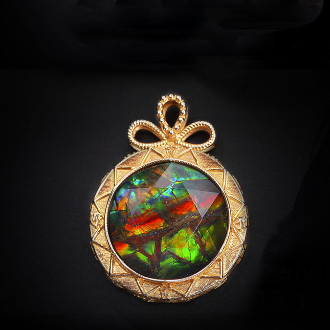 Collier en argent 925 avec ammolite naturelle Olivenorma 