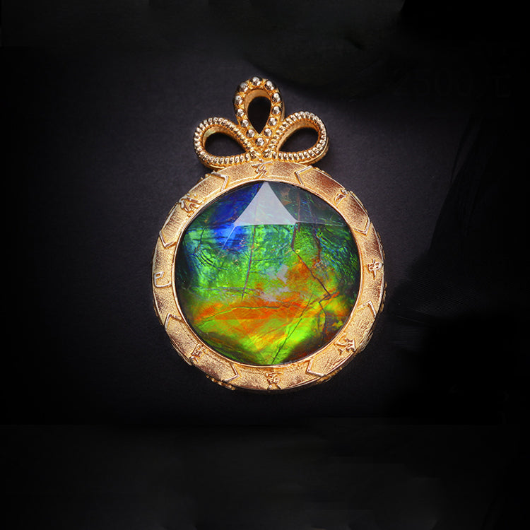 Collier en argent 925 avec ammolite naturelle Olivenorma 