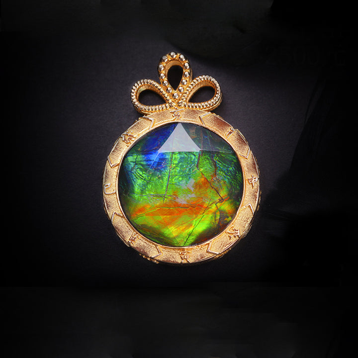 Collier en argent 925 avec ammolite naturelle Olivenorma 