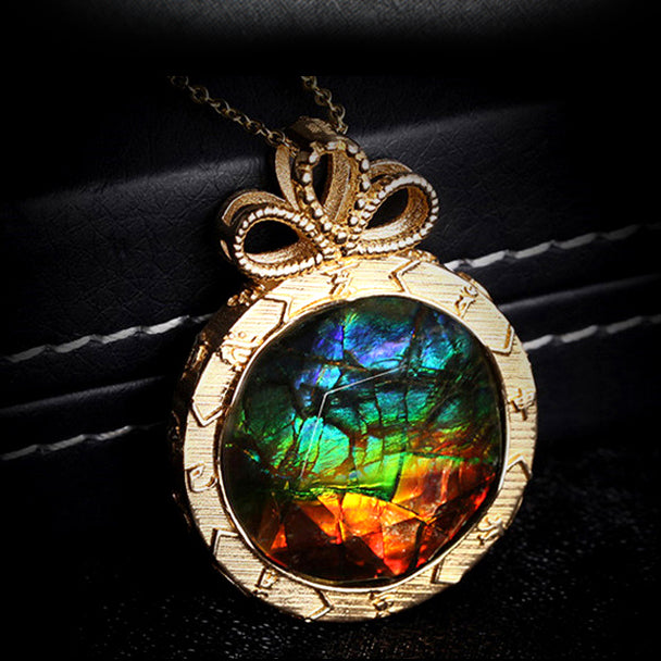 Collier en argent 925 avec ammolite naturelle Olivenorma 