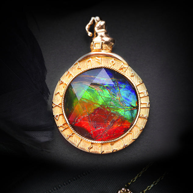 Collier en argent 925 avec ammolite naturelle Olivenorma 
