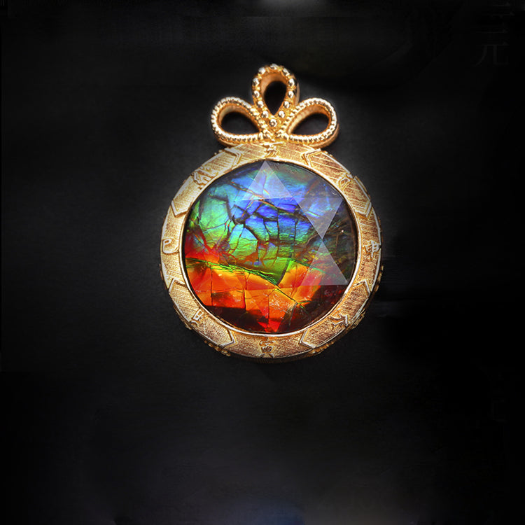 Collier en argent 925 avec ammolite naturelle Olivenorma 