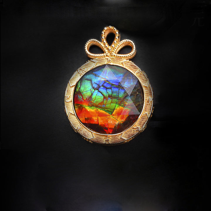 Collier en argent 925 avec ammolite naturelle Olivenorma 