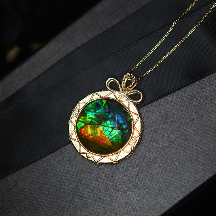 Collier en argent 925 avec ammolite naturelle Olivenorma 