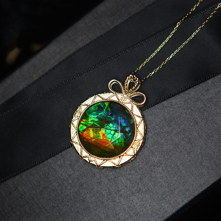 Collier en argent 925 avec ammolite naturelle Olivenorma 