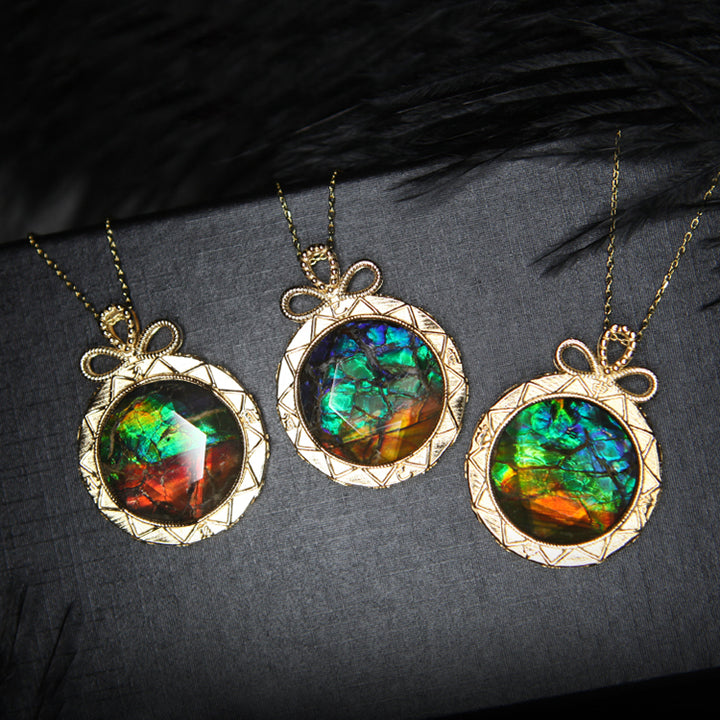 Collier en argent 925 avec ammolite naturelle Olivenorma 