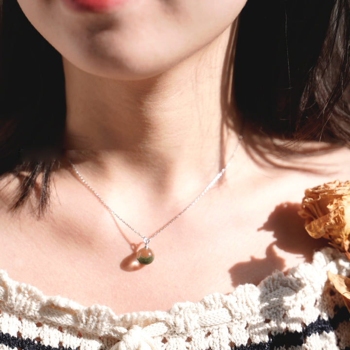 Collier et bracelet en argent sterling avec quartz fantôme vert Olivenorma 