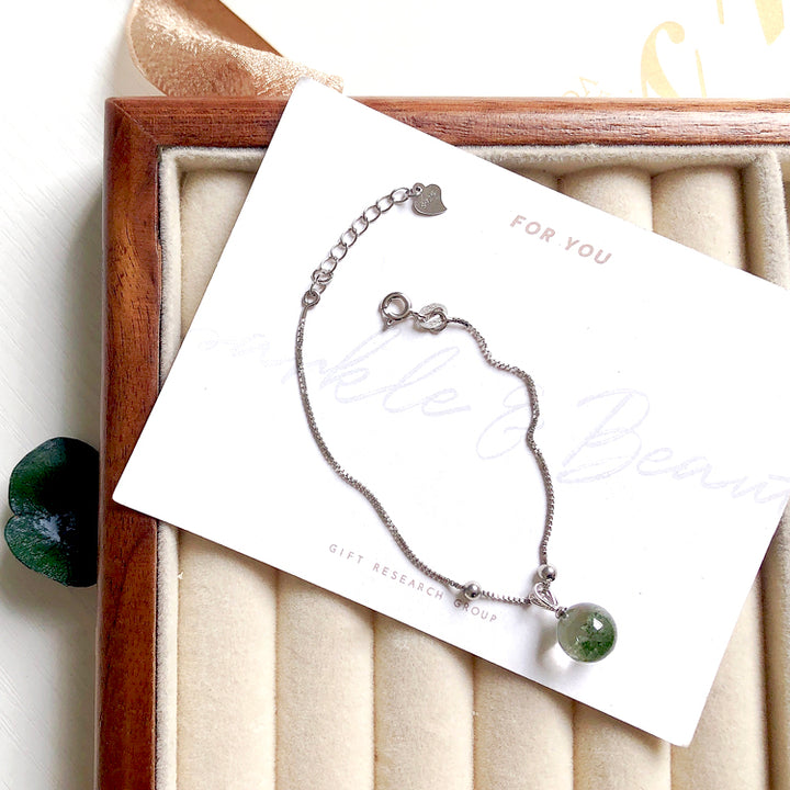 Collier et bracelet en argent sterling avec quartz fantôme vert Olivenorma 