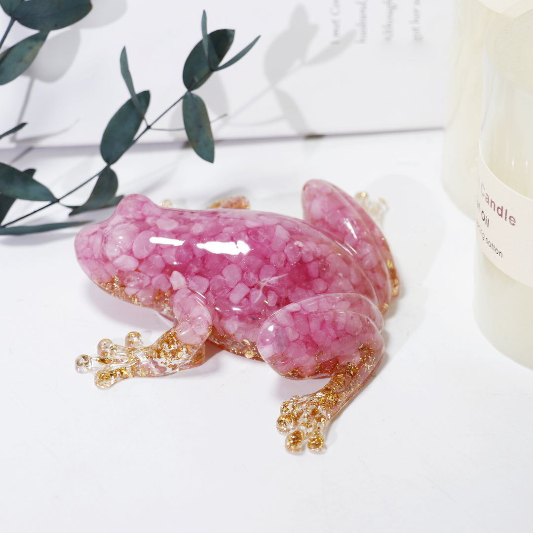 Décoration en pierre précieuse en forme de grenouille en résine cristalline Olivenorma - Cristal rose - image 6