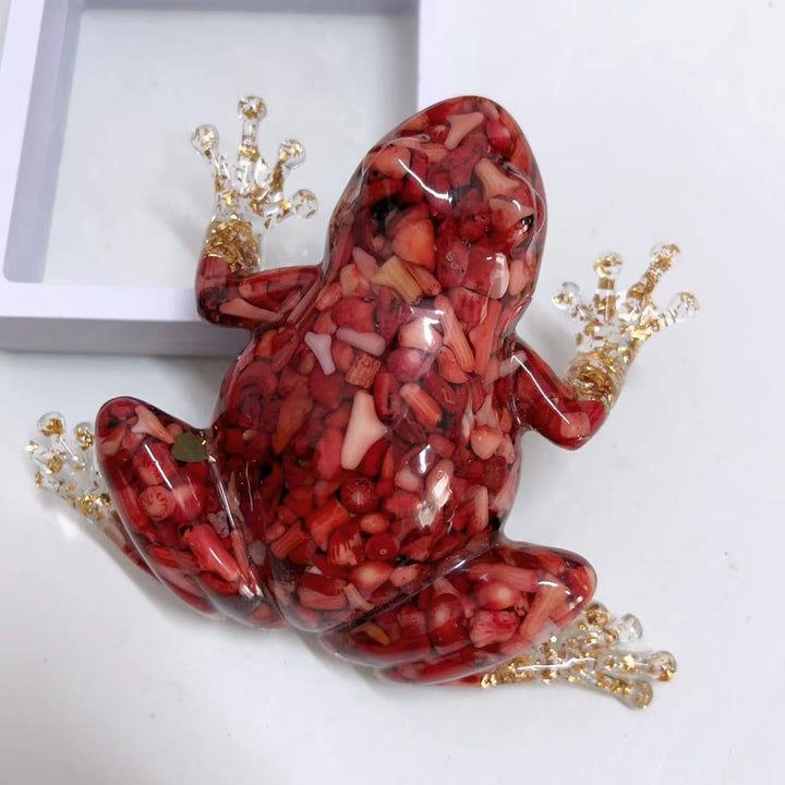 Décoration en pierre précieuse en forme de grenouille en résine cristalline Olivenorma - Agate rouge - image 18