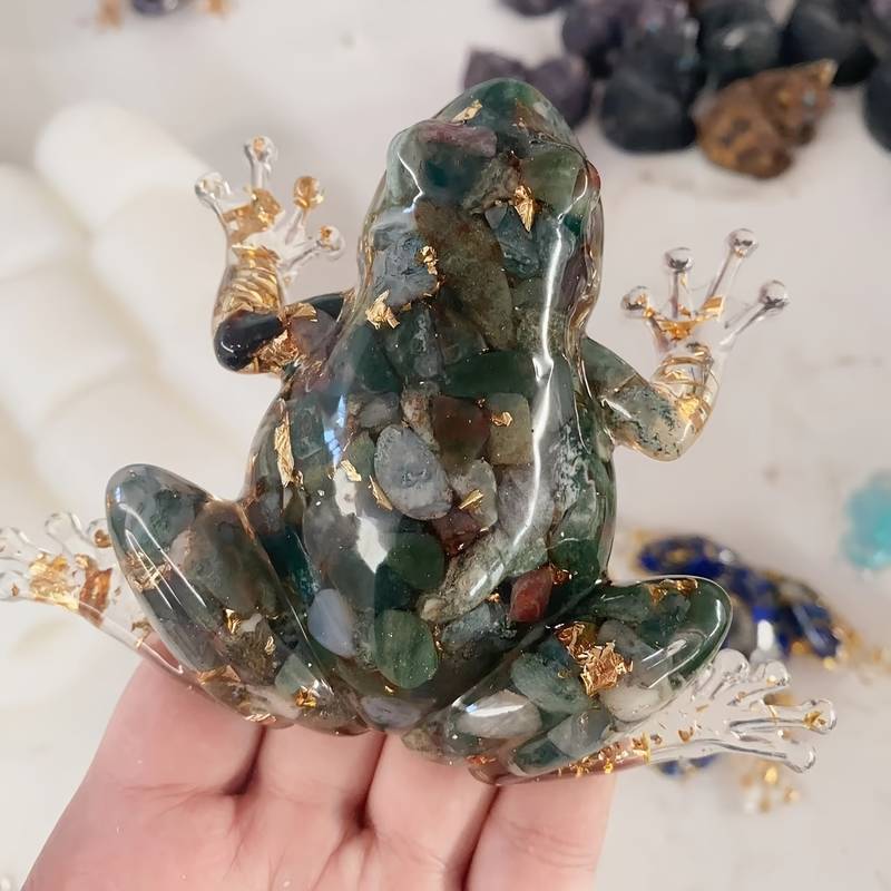 Décoration en pierre précieuse en forme de grenouille en résine cristalline Olivenorma - Agate mousse - image 20