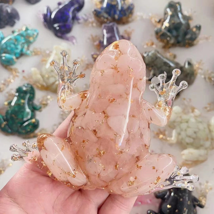 Décoration en pierre précieuse en forme de grenouille en résine cristalline Olivenorma - Quartz rose - image 26