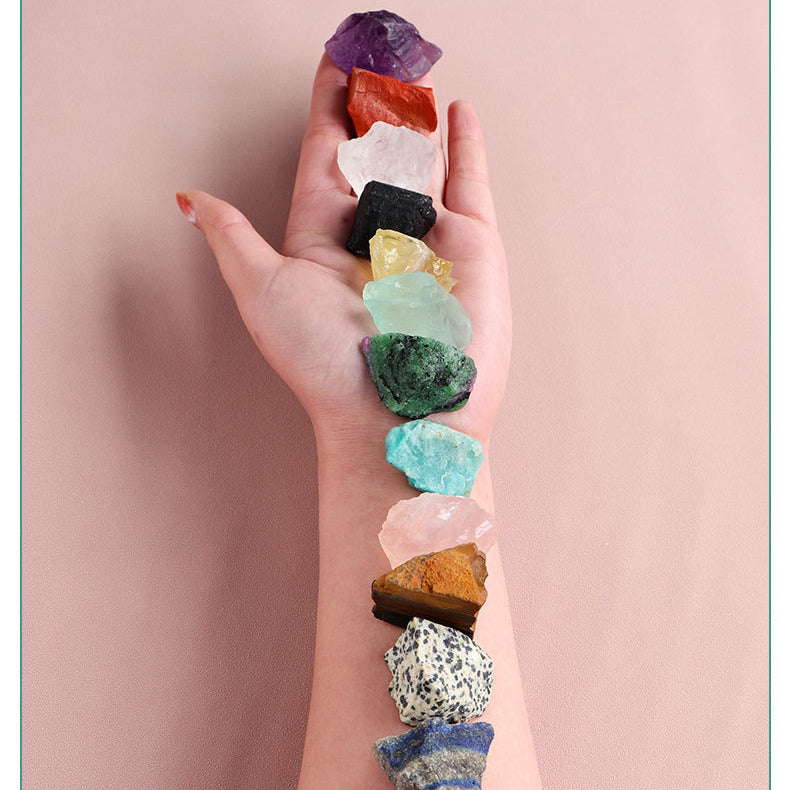 Ensemble de 12 types de cristaux bruts en pierre naturelle Olivenorma 