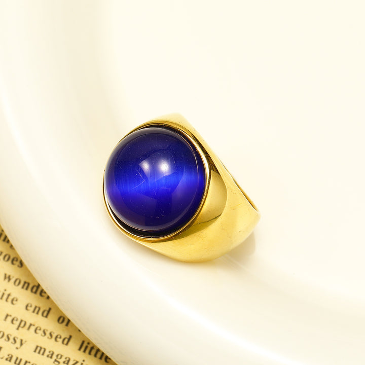 Bague en pierre précieuse avec grande pierre œil de chat Olivenorma