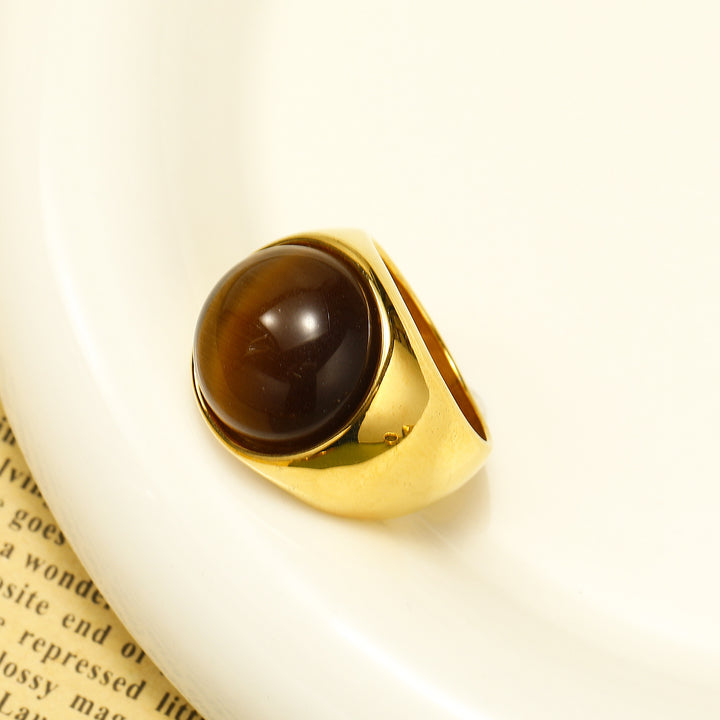 Bague en pierre précieuse avec grande pierre œil de chat Olivenorma
