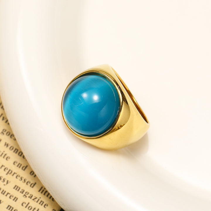 Bague en pierre précieuse avec grande pierre œil de chat Olivenorma