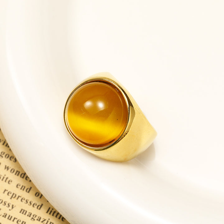 Bague en pierre précieuse avec grande pierre œil de chat Olivenorma