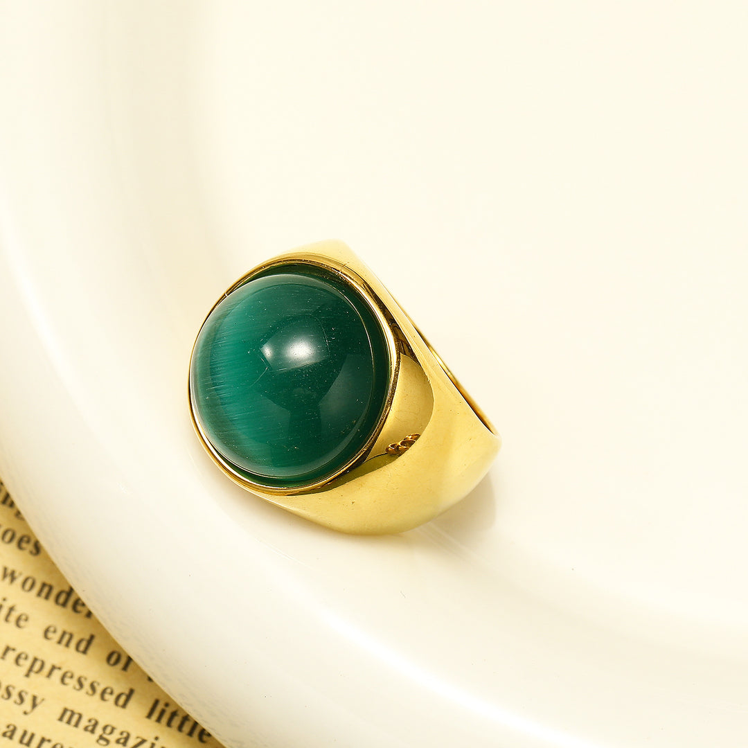 Bague en pierre précieuse avec grande pierre œil de chat Olivenorma