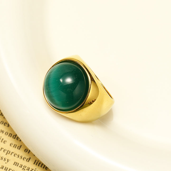 Bague en pierre précieuse avec grande pierre œil de chat Olivenorma