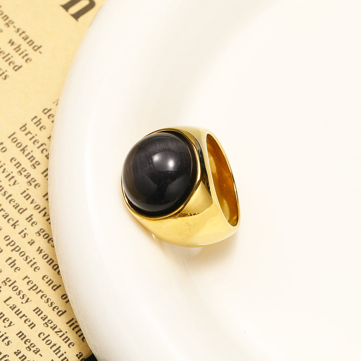 Bague en pierre précieuse avec grande pierre œil de chat Olivenorma