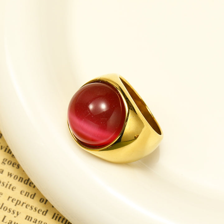 Bague en pierre précieuse avec grande pierre œil de chat Olivenorma