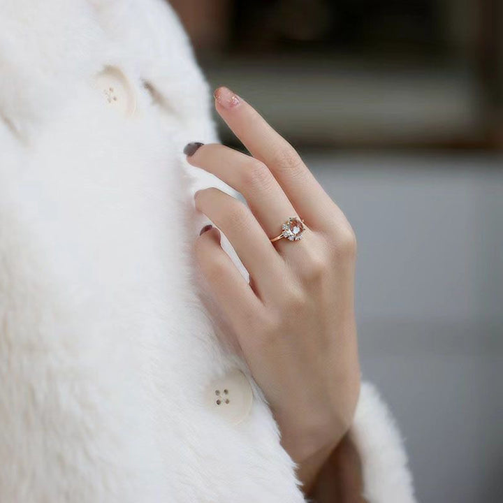 Olivenorma « Le bonheur éternel » – Bague aigue-marine avec zircon 