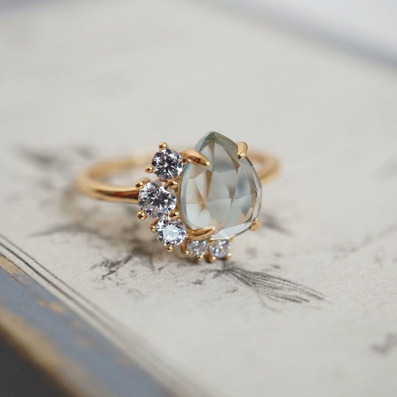 Olivenorma « Le bonheur éternel » – Bague aigue-marine avec zircon 