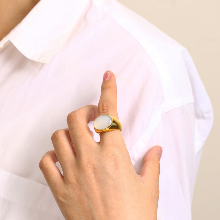 Bague simple de niche française en pierre naturelle Olivenorma