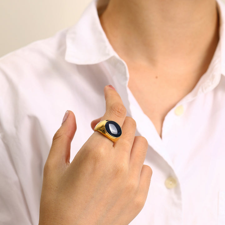 Bague simple de niche française en pierre naturelle Olivenorma