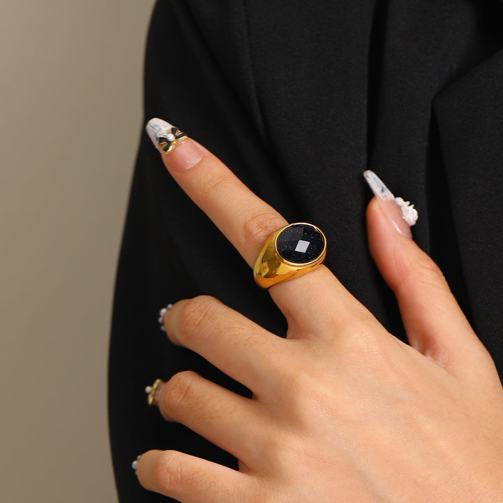 Bague simple de niche française en pierre naturelle Olivenorma
