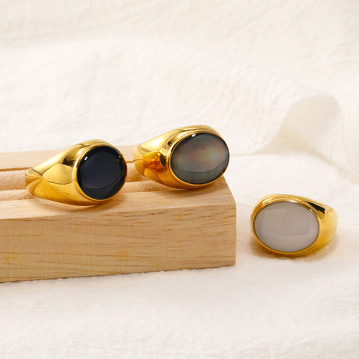 Bague simple de niche française en pierre naturelle Olivenorma