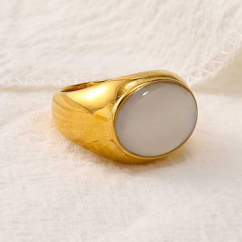 Bague simple de niche française en pierre naturelle Olivenorma