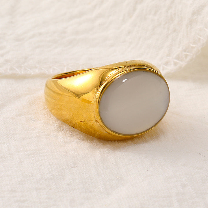 Bague simple de niche française en pierre naturelle Olivenorma