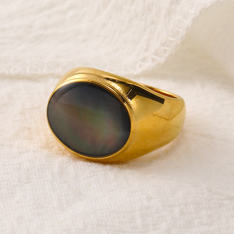 Bague simple de niche française en pierre naturelle Olivenorma