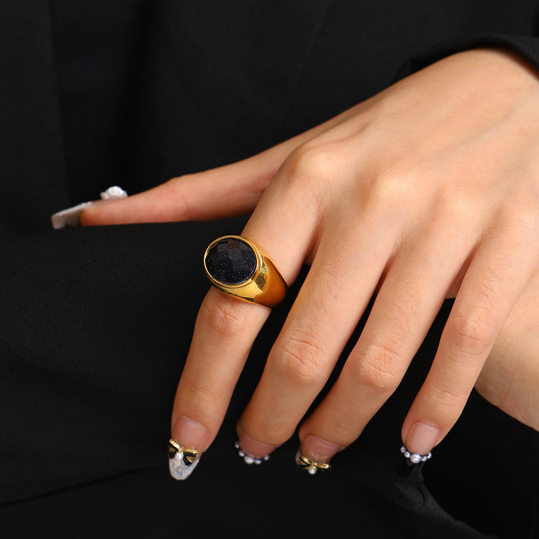 Bague simple de niche française en pierre naturelle Olivenorma
