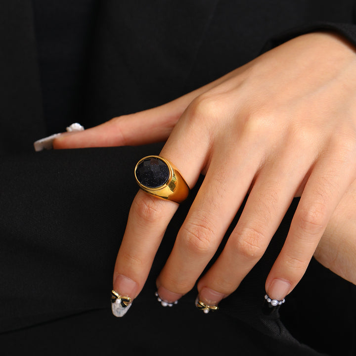 Bague simple de niche française en pierre naturelle Olivenorma