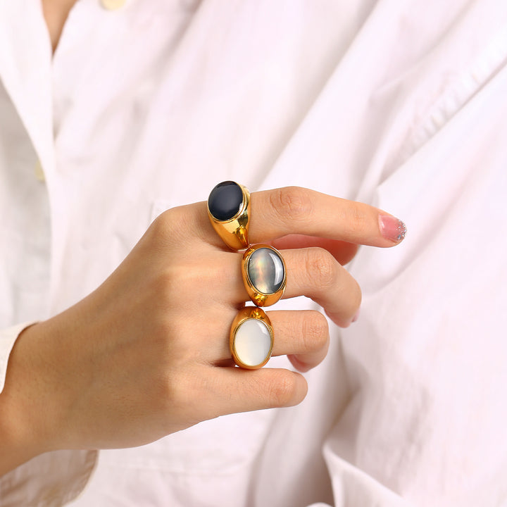 Bague simple de niche française en pierre naturelle Olivenorma