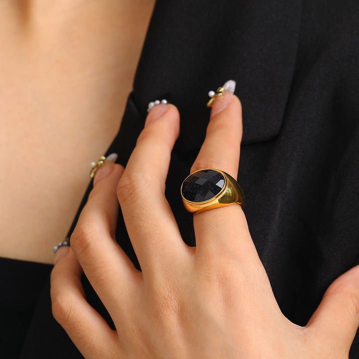 Bague simple de niche française en pierre naturelle Olivenorma