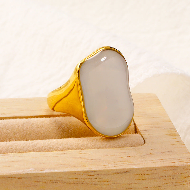 Bague en acier titane 18 carats de couleur naturelle irrégulière Olivenorma