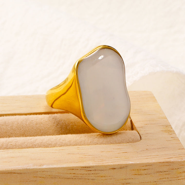 Bague en acier titane 18 carats de couleur naturelle irrégulière Olivenorma