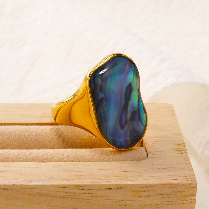 Bague en acier titane 18 carats de couleur naturelle irrégulière Olivenorma