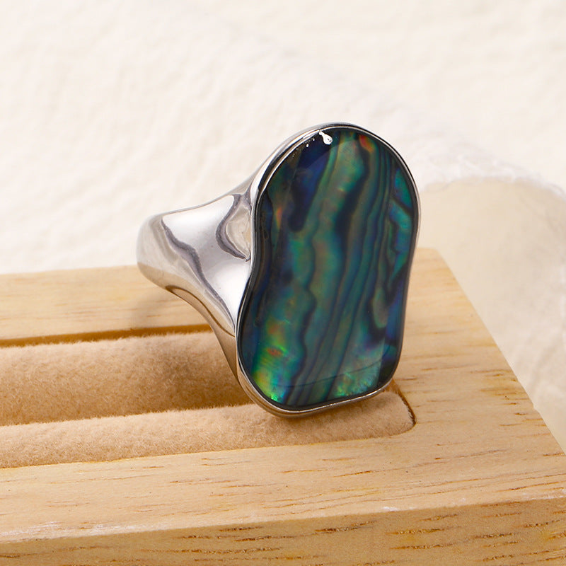 Bague en acier titane 18 carats de couleur naturelle irrégulière Olivenorma
