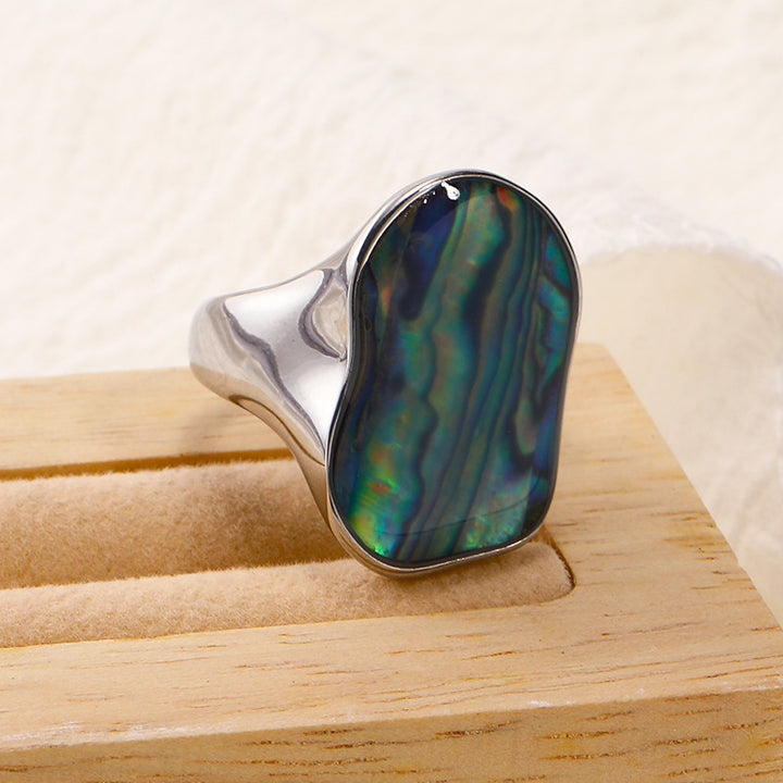Bague en acier titane 18 carats de couleur naturelle irrégulière Olivenorma