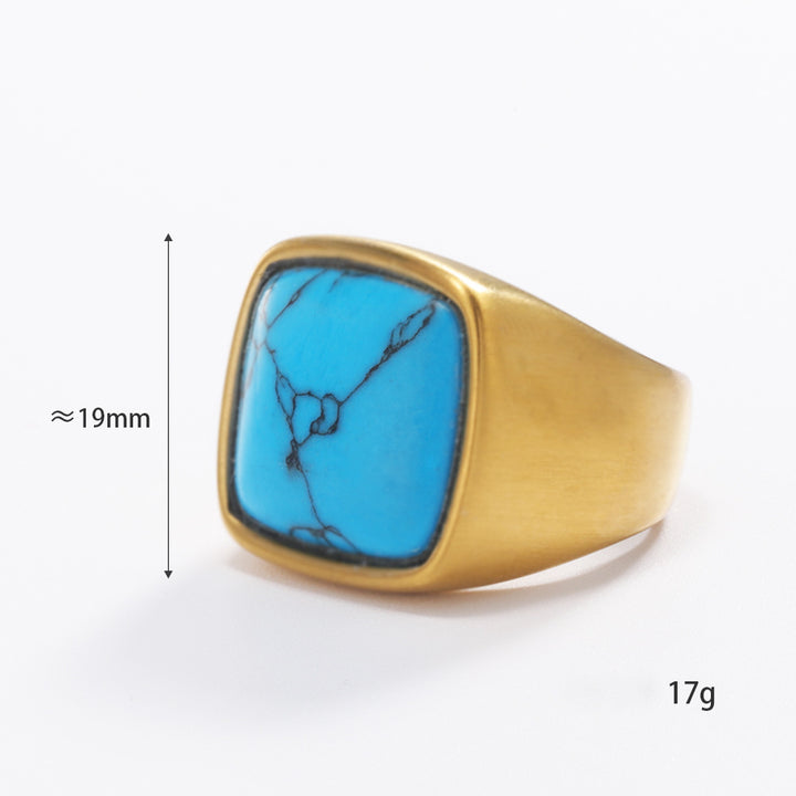 Bague en pierre naturelle Olivenorma taille carrée plaquée or 18 carats