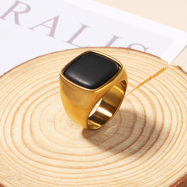 Bague en pierre naturelle Olivenorma taille carrée plaquée or 18 carats